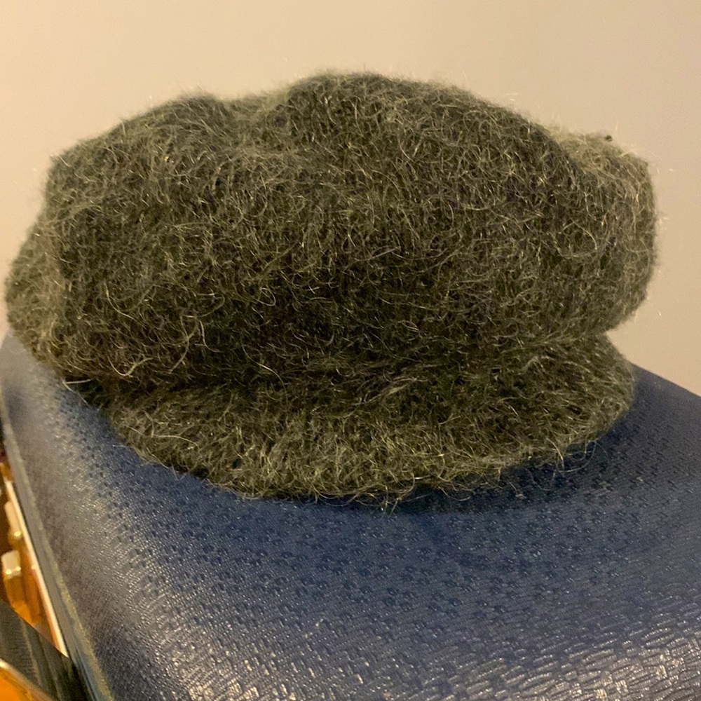 Pelican Cove Vintage Mohair Blend Slouchy Cap with Brim - Charcoal